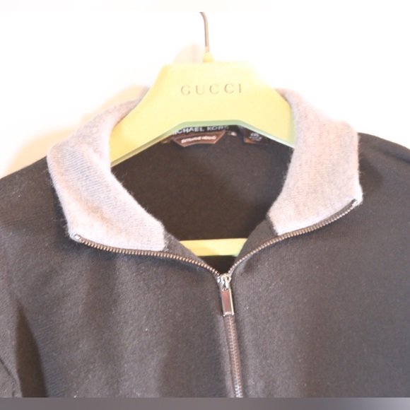 Michael Kors Extra Fine Merino Wool Quarter Zip Sweater Black XXL - Picture 6 of 14